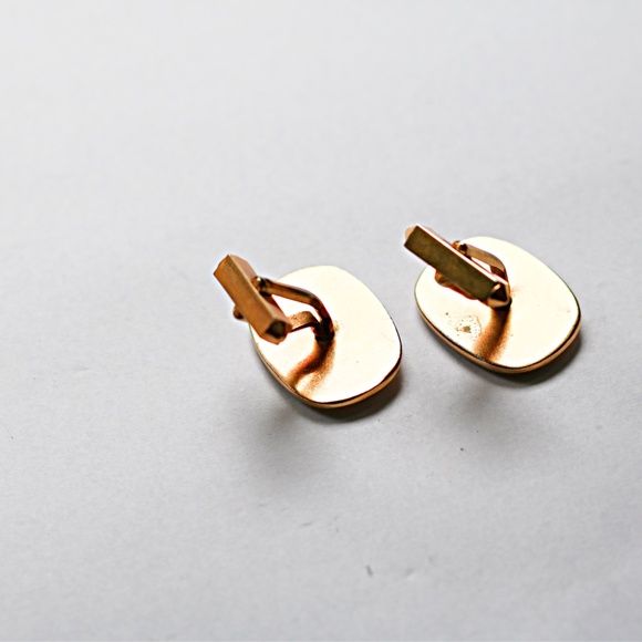 Vintage Swank Brown Croc Leather Gold Tone Cufflinks Classy Mens Jewelry - Picture 2 of 2